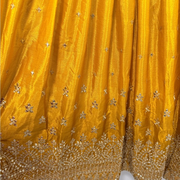 Ethnic Indian Wear Mustard Yellow Long Sleeve Anarkali Dress Set - Picture 10 of 15